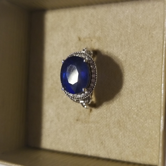SAPPHIRE RING Sz 6 Oval 5.10 Carats 9x11mm in 925 Sterling Silver NWOT - Picture 1 of 5